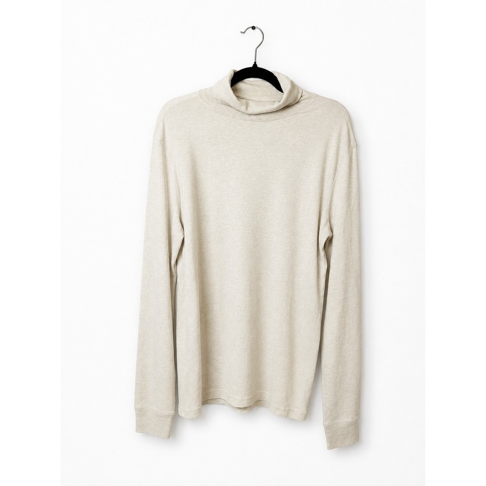 MUTUAL WEAVE Oatmeal Heather Long Sleeve Turtleneck Top L